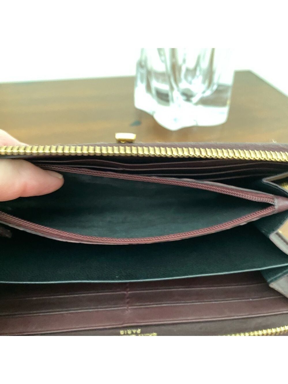 Saint Laurent Y-Ligne (Chyc) Flap Calfskin Leather Dark Purple Wallet EUC - Picture 8 of 9